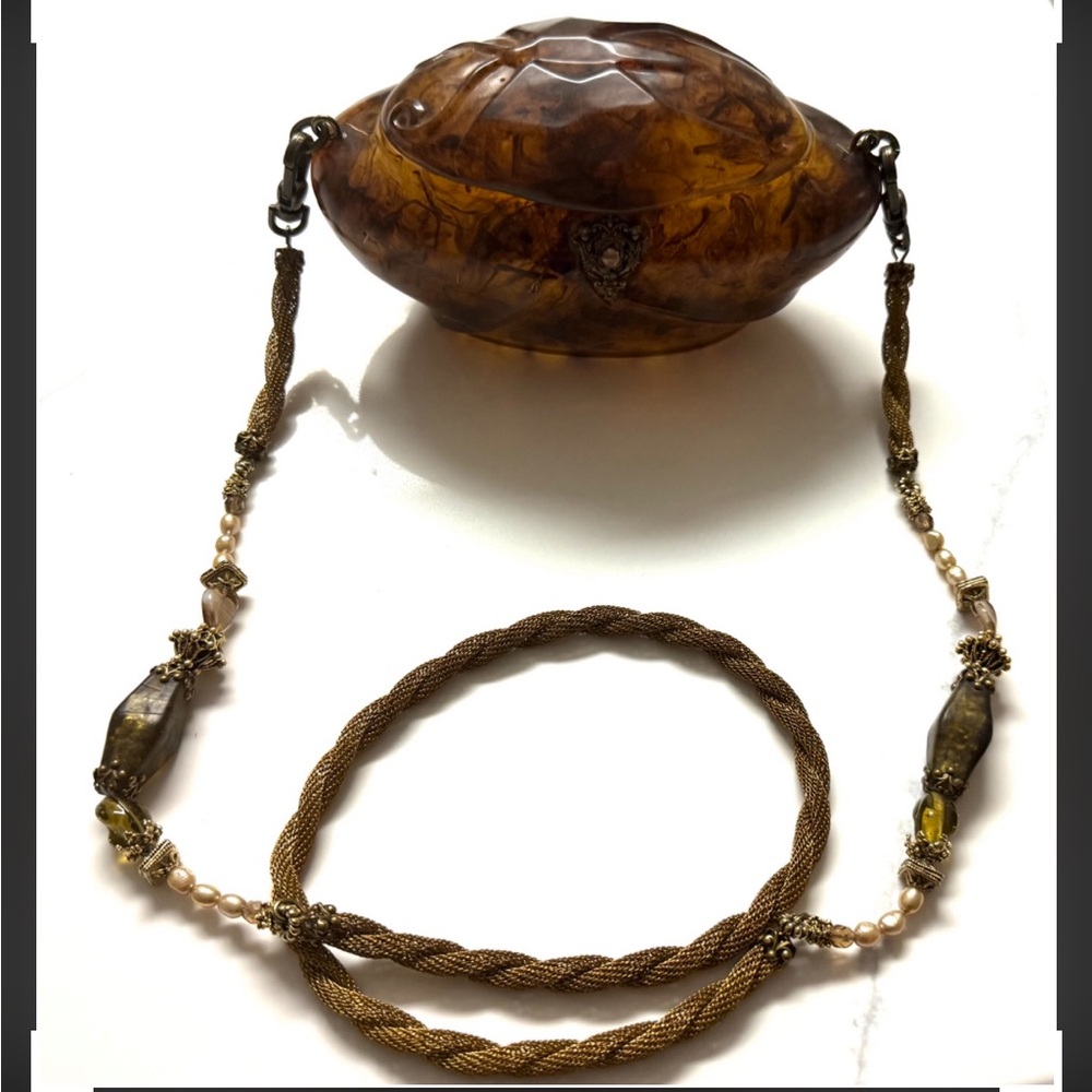 MAYA Elegant Resin Bag With Jeweled and Beaded Strap